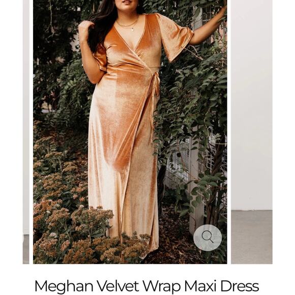 Baltic Born Women's Dress Plus 2x Gold Velvet Meghan Wrap Maxi Long Formal Prom - Picture 1 of 7